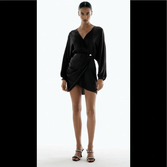 satin effect wrap dress zara Zara SATIN EFFECT WRAP DRESS
